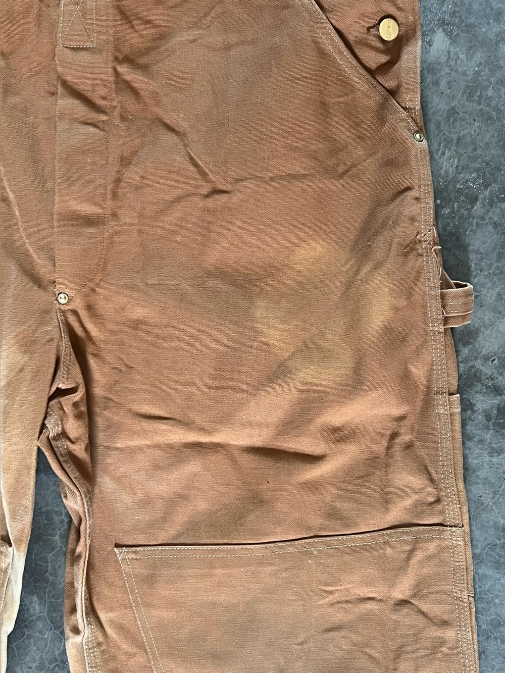 Vintage 80’s early 90’s Carhartt double-knee bib overalls in brown canvas 44x30 - Picture 7 of 11